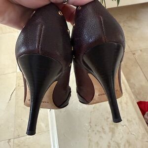 MICHAEL KORS - 2 Tone Leather pumps with gold metal studs.  4 inch heel.